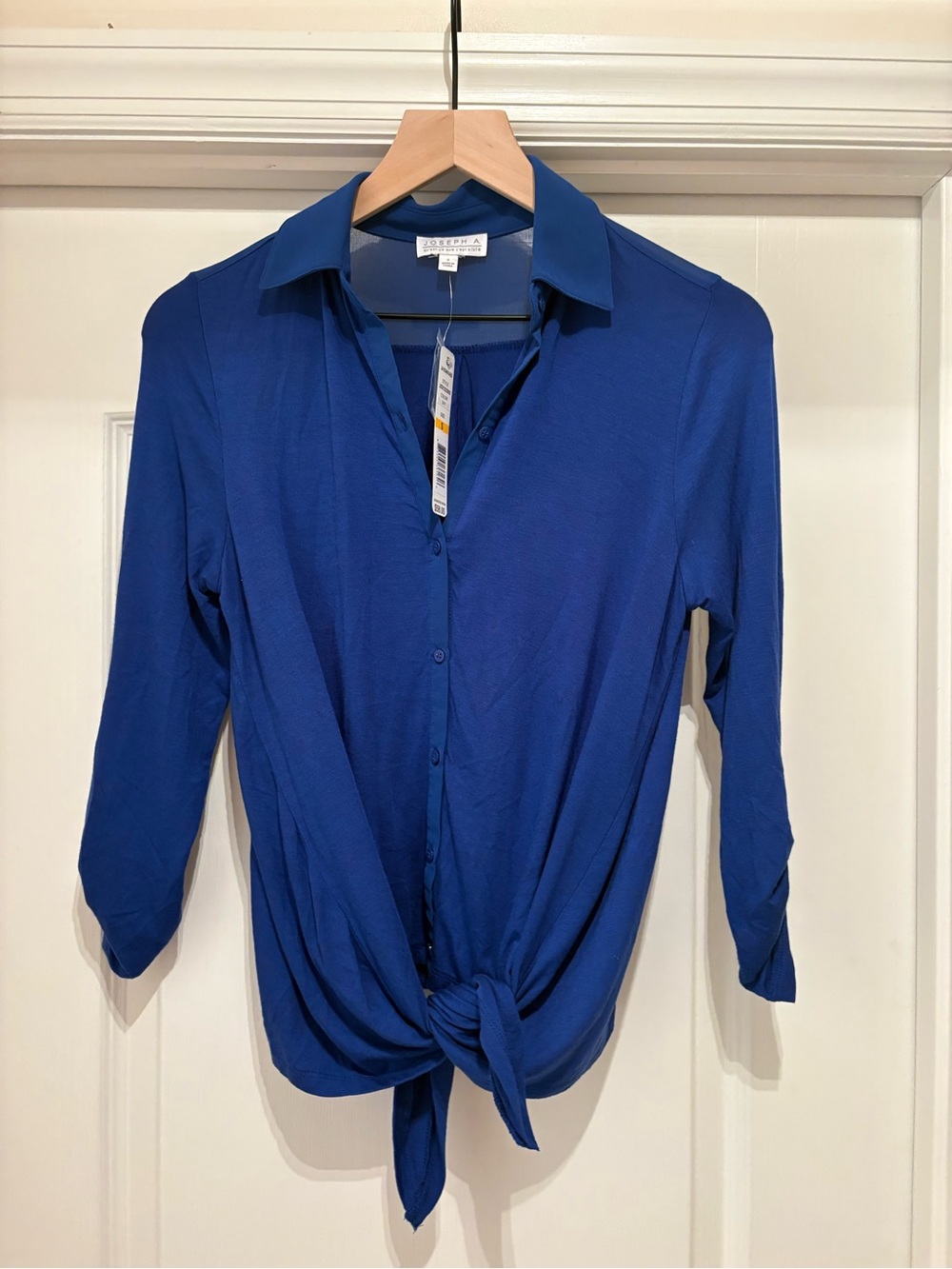 Women’s Joseph A. royal blue tie-front button-down blouse size S NWT
